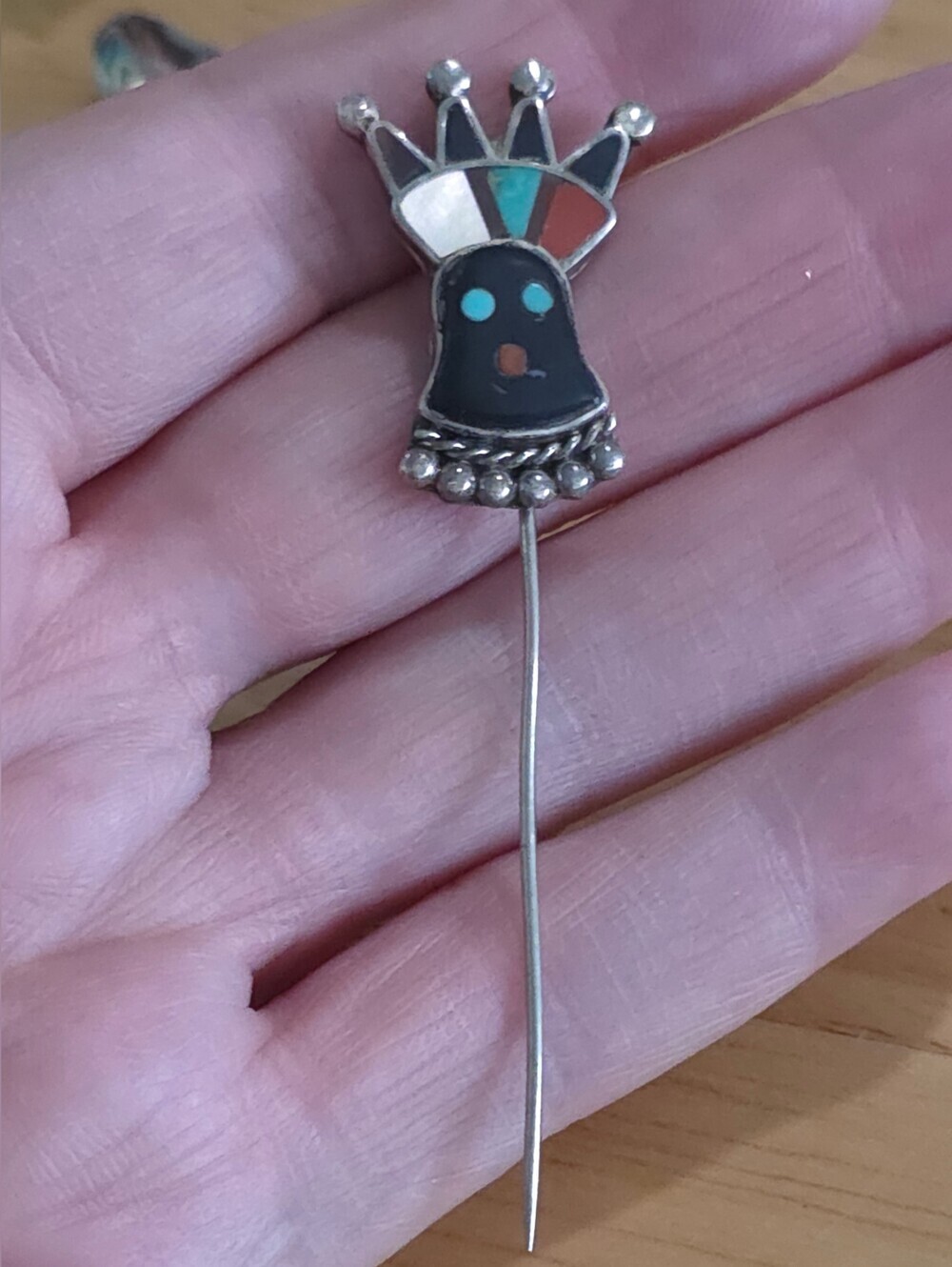 ZUNI Vera Luna Hat Pin Stick Pin Apache gan crown Dancer Native american Vintage